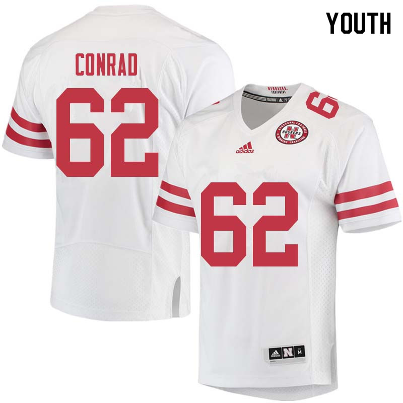 Youth #62 Cole Conrad Nebraska Cornhuskers College Football Jerseys Sale-White - Click Image to Close